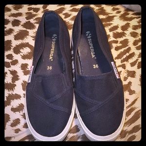 Superga navy slip on shoes